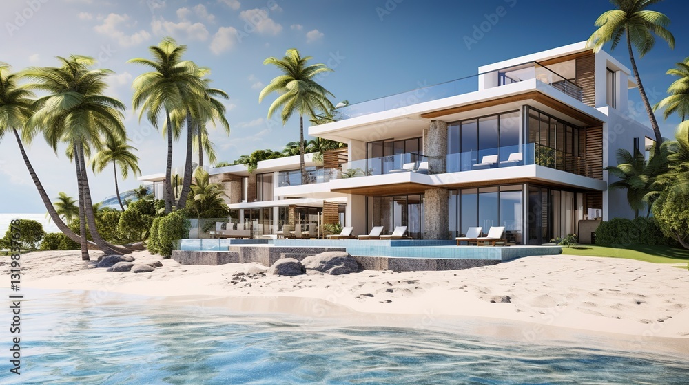 Obraz premium A photo of a luxury beachfront property