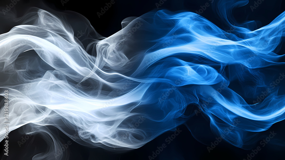 Fototapeta premium Finland, finnish vs austral islands smoky flags side by side. Lustral Waves. Illustration