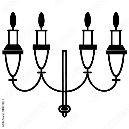 Hand-drawn Illustration of a modern wall sconce with Candles. Modern Wall lamp vector art design. coloring page, candlestick with candle