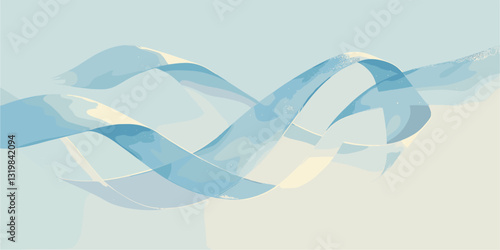 Abstract flowing ribbons vector in flat style – elegant wavy icons set in pastel tones.