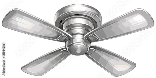 Flat ceiling fan icons set – modern home appliance vector in linear style.