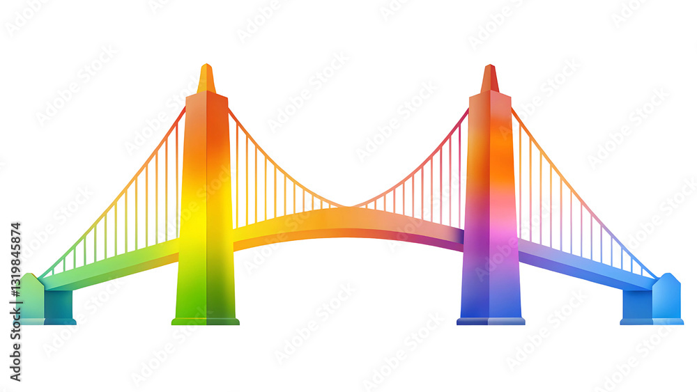 Obraz premium Kawaii illustration style of a colorful bridge in a cartoon element animation vibrant scene joyful view