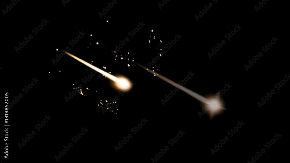 Glowing yellow shooting stars streak across a black screen, creating a mesmerizing cosmic animation. Perfect for space, fantasy, and celestial-themed visuals Glowing yellow shooting stars streak across a black screen, creating a mesmerizing cosmic animation. Perfect for space, fantasy, and celestial-themed visuals