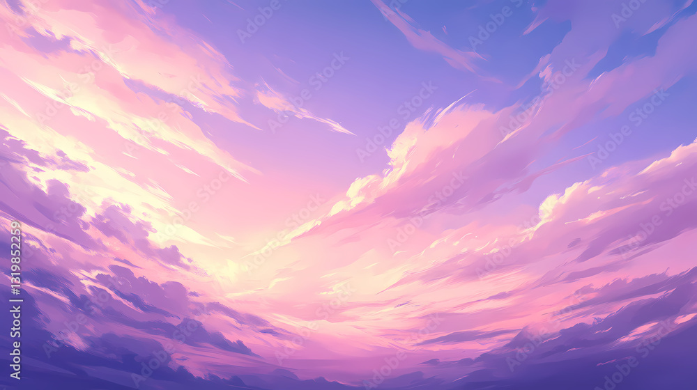 A soft, dreamy sky with a gradient of pink and purple hues, featuring wispy white clouds. Dreamy Illumination. Illustration A soft, dreamy sky with a gradient of pink and purple hues, featuring wispy white clouds. Dreamy Illumination. Illustration