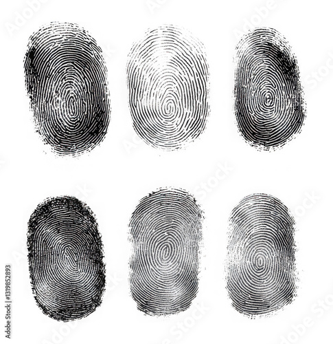 Fingerprint set isolated on transparent background. Generative AI
