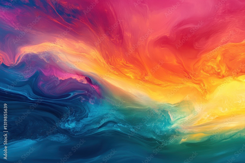 Obraz premium Vibrant abstract painting showcases swirling colors across a fluid canvas