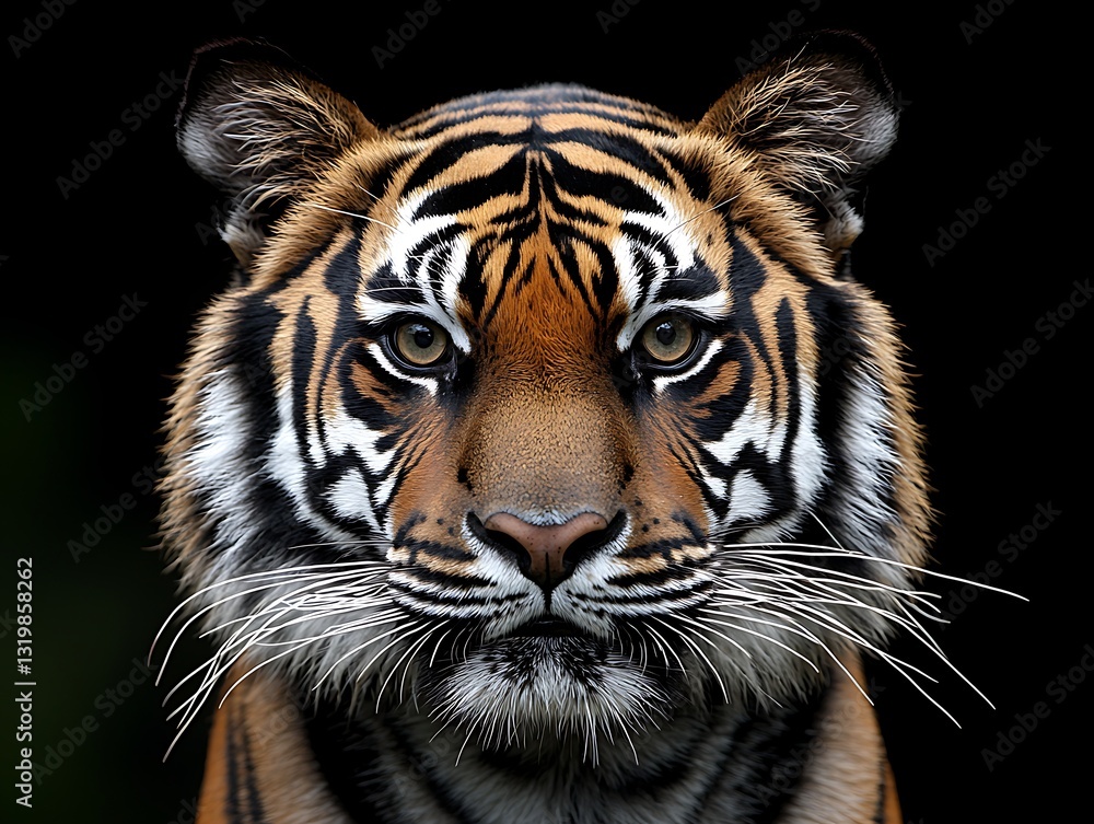 Fototapeta premium Majestic Tiger Portrait for Dark Background. (1)