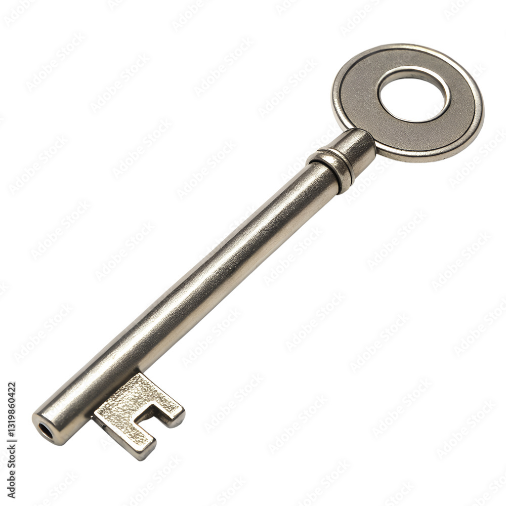 Classic skeleton key with a metallic finish and aged texture, ideal for vintage projects. Classic skeleton key with a metallic finish and aged texture, ideal for vintage projects.
