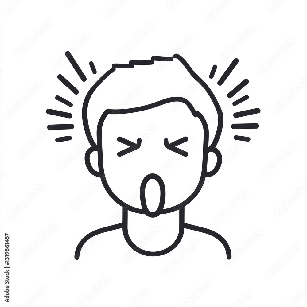 Obraz premium Stylized Drowsy Icon in Outline Design Reflecting Sleepy Mood and Yawning Expression