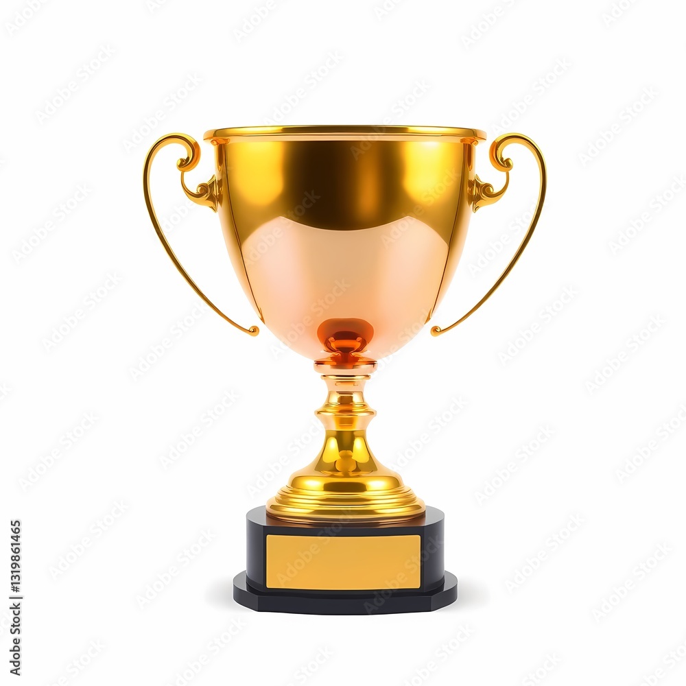 Golden Trophy: A detailed and inspiring shot of a shiny golden trophy, symbolising success and achievement, resting on a stable base, ready to be presented as an award. Golden Trophy: A detailed and inspiring shot of a shiny golden trophy, symbolising success and achievement, resting on a stable base, ready to be presented as an award.