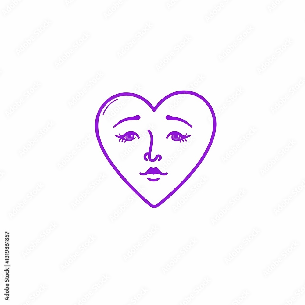 Heartfelt Sigh: A simple yet evocative illustration of a heart, subtly drawn to resemble a face expressing a wistful or melancholic emotion, conveying feelings. Heartfelt Sigh: A simple yet evocative illustration of a heart, subtly drawn to resemble a face expressing a wistful or melancholic emotion, conveying feelings.