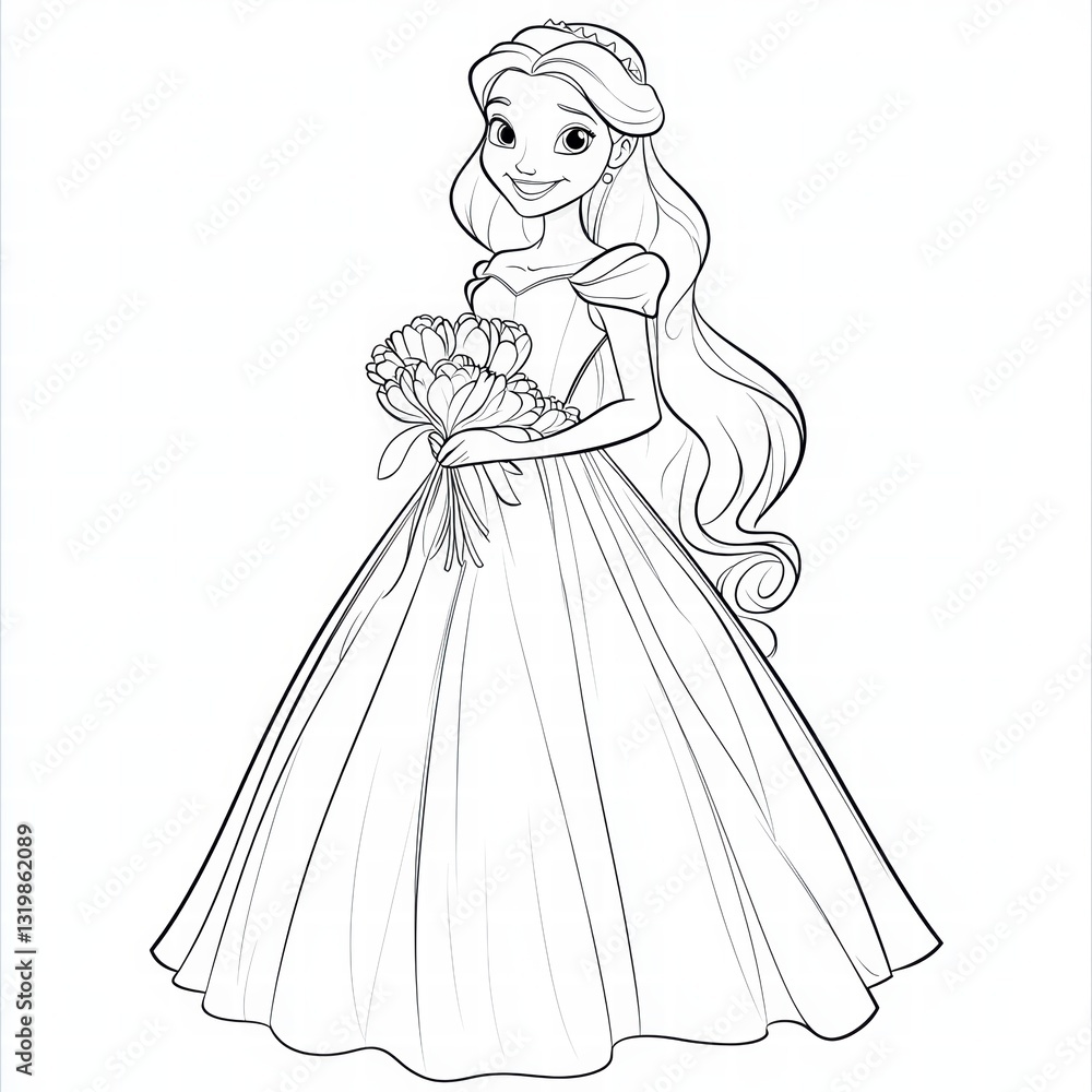Fototapeta premium Enchanting Princess coloring page