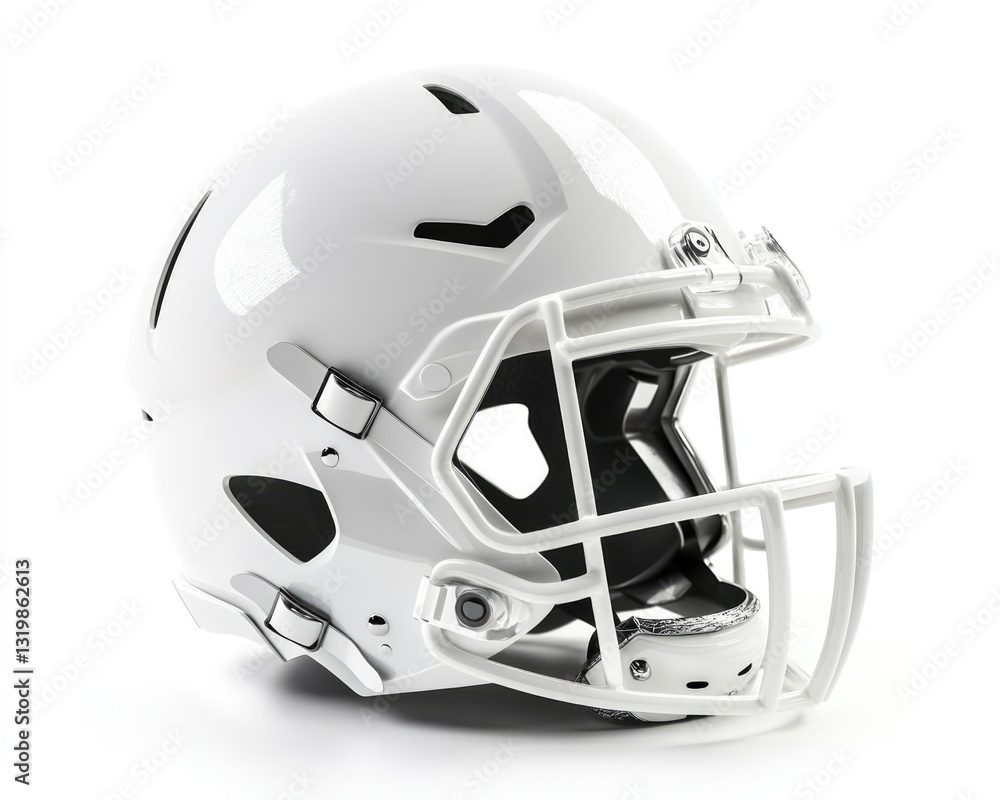 Fototapeta premium Isolated White Football Helmet: Symbol of Safety and Competition in Professional Sports