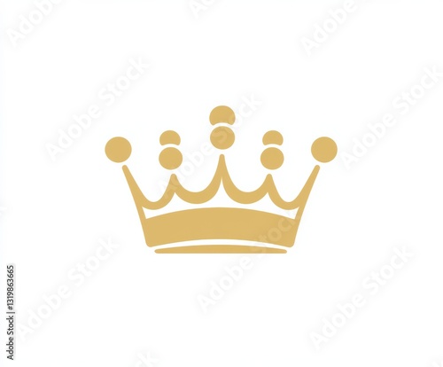 Elegant gold crown icon on pure white background