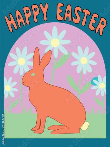 Happy easter Day, Banner, Flyer, Affiche, Pub, Holidays, happy easter card with cute bunnies and eggs vector illustration design