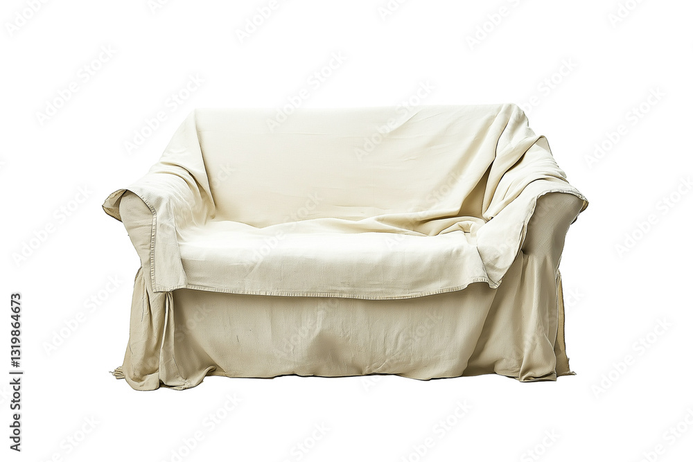 Obraz premium Canvas drop cloth repurposed as a slipcover isolated on transparent white background
