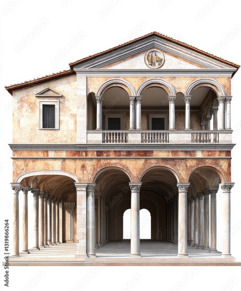 Fototapeta premium Medieval monastery featuring cloisters and central courtyard