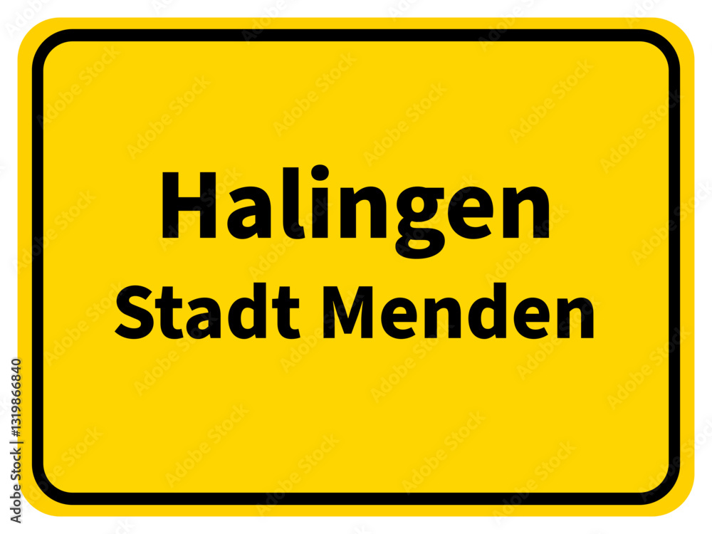 Graphic representation of the town entrance sign of Halingen, a district of the city of Menden in the Sauerland Graphic representation of the town entrance sign of Halingen, a district of the city of Menden in the Sauerland