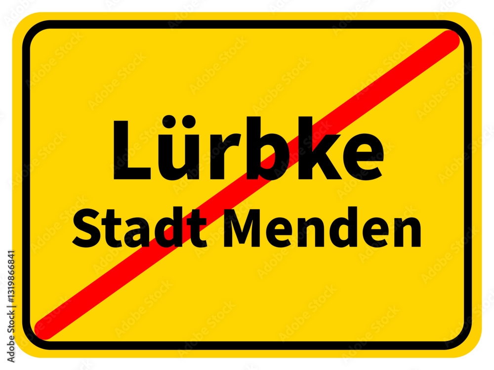 Grafische Darstellung des Ortsausgangsschildes von Lürbke, einem Stadtteil von Menden im Sauerland Grafische Darstellung des Ortsausgangsschildes von Lürbke, einem Stadtteil von Menden im Sauerland