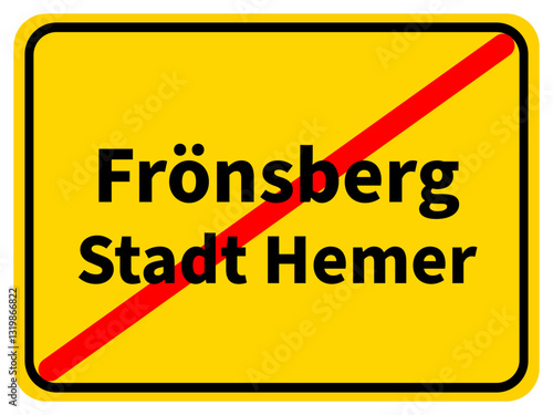 Illustration eines Stadtausgangsschildes von Frönsberg, einem Stadtteil von Hemer im Sauerland