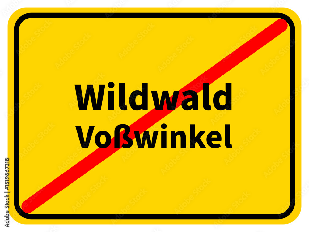 Illustration eines Stadtausgangsschildes mit der Aufschrift Illustration eines Stadtausgangsschildes mit der Aufschrift
