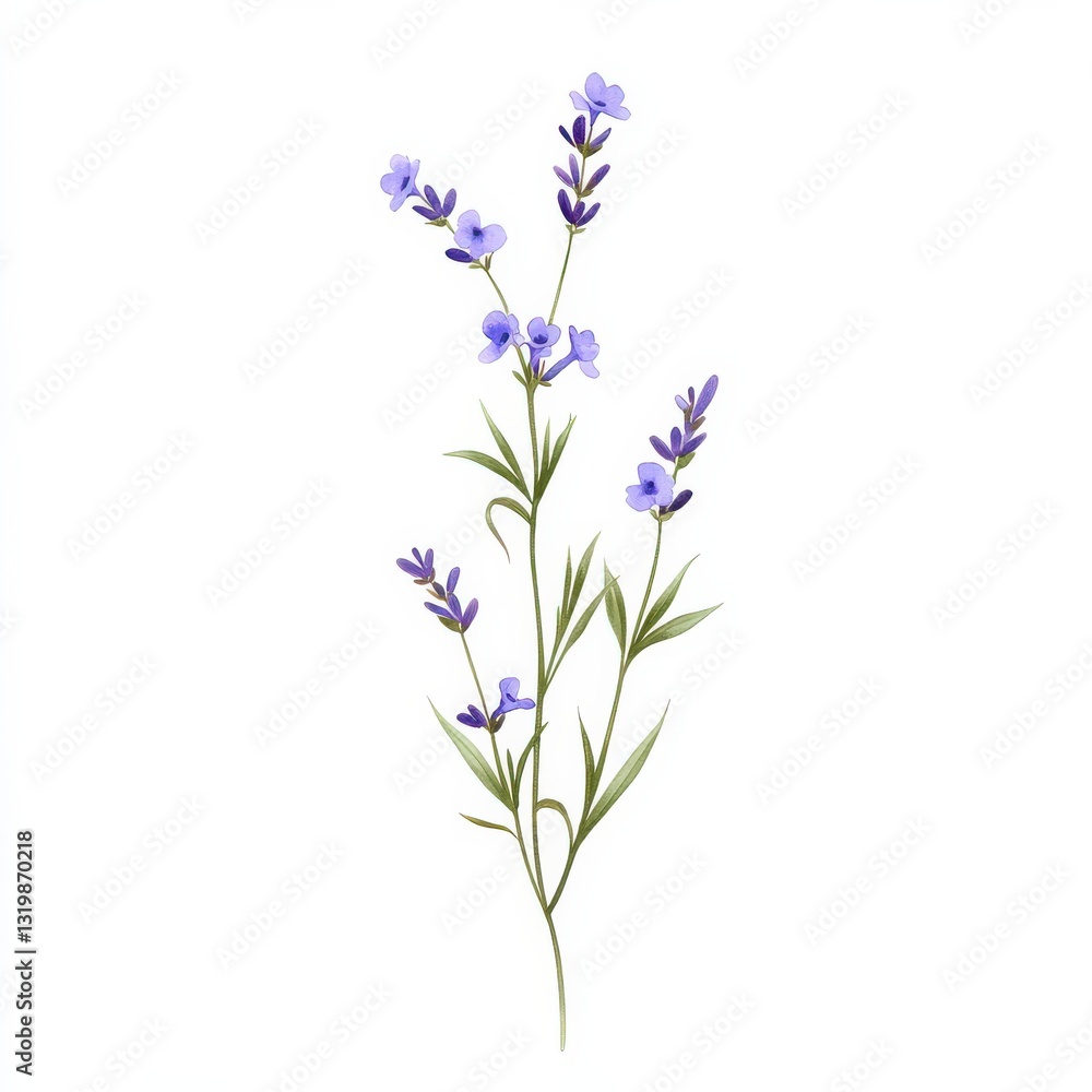 Naklejka premium Lavender sprig with purple flowers in natural setting