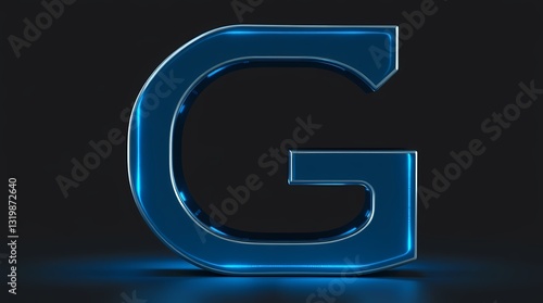 Wallpaper Mural The Letter "G": A striking, glossy, three-dimensional rendered letter "G" in a captivating shade of blue against a dark backdrop, ready for any design. Torontodigital.ca