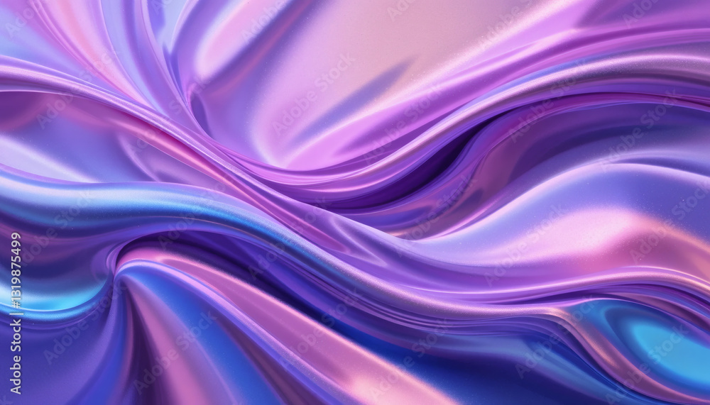Smooth holographic foil with dynamic purple, pink, and blue hues transitioning in fluid waves. Smooth holographic foil with dynamic purple, pink, and blue hues transitioning in fluid waves.