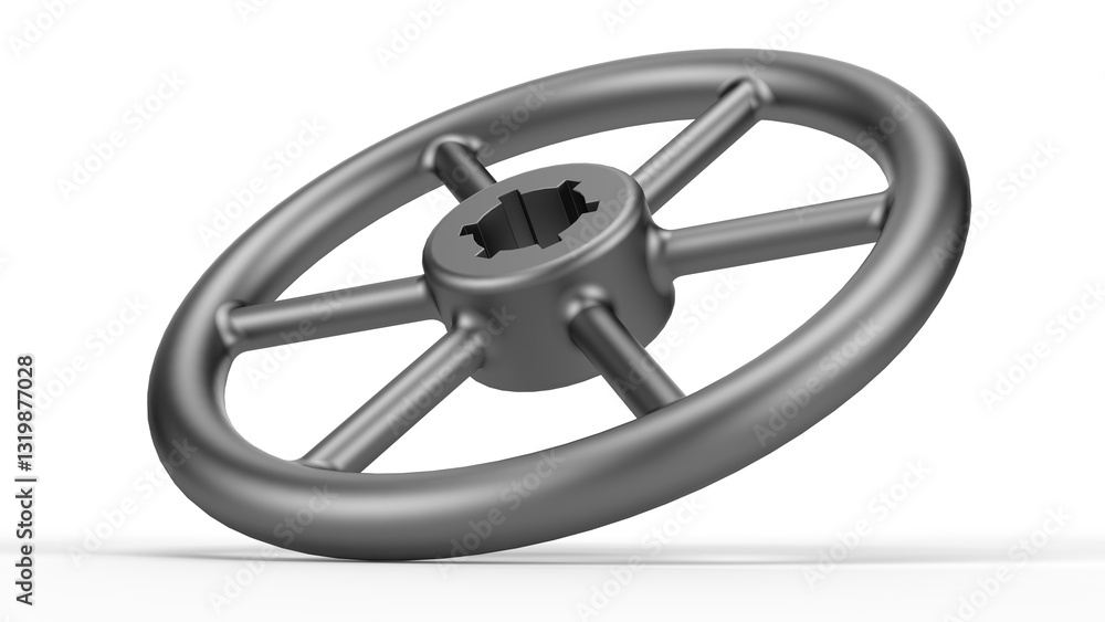 Obraz premium Control Wheel. Metallic Grey. Isolated. White background. 3d render
