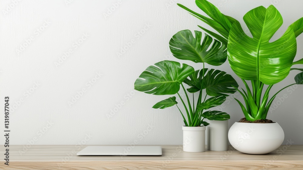 Stylish Display of Indoor Plants with Modern Decor Elements Stylish Display of Indoor Plants with Modern Decor Elements