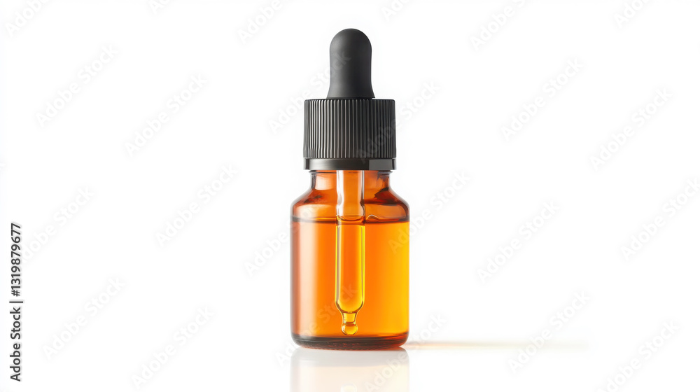 Close up of flaxseed oil in dropper bottle for health and wellness Close up of flaxseed oil in dropper bottle for health and wellness