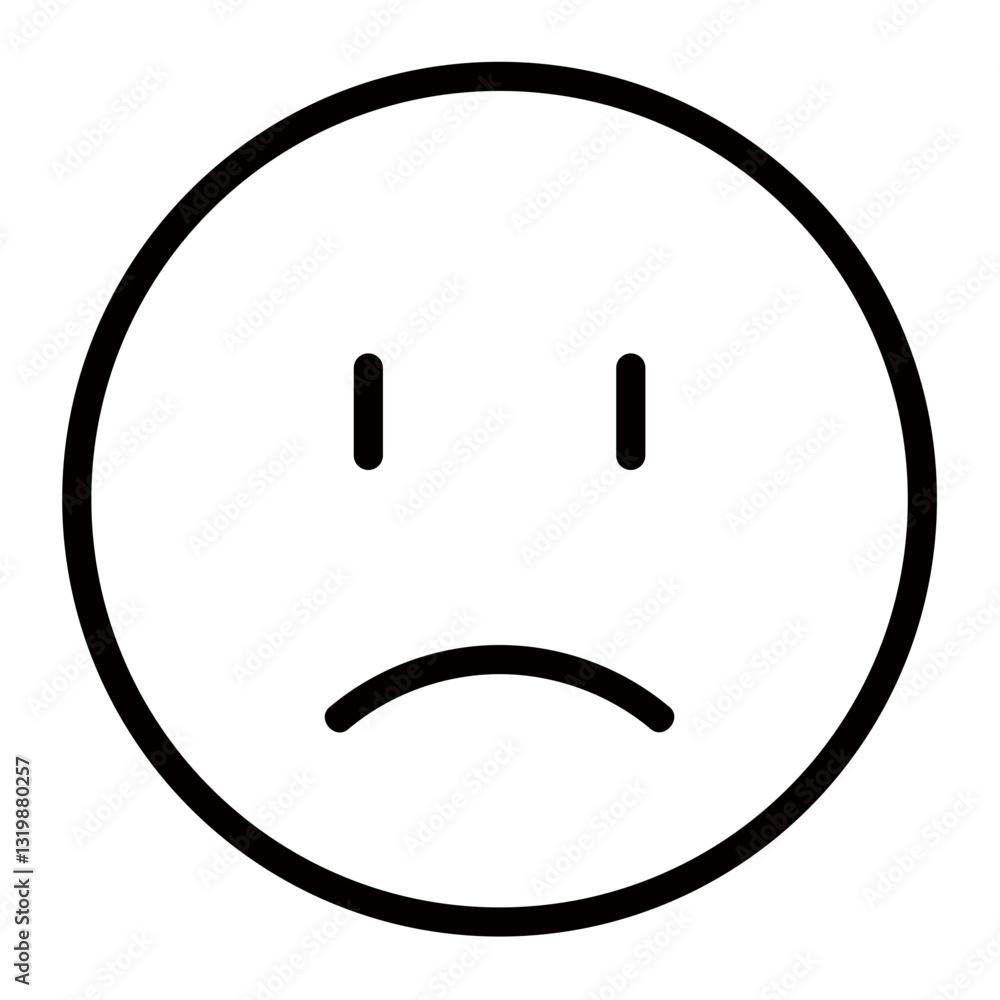 A Simple Line Drawing Of A Sad Face Conveying Loneliness And Melancholy With A Bold Black Outline Against A White Background A Simple Line Drawing Of A Sad Face Conveying Loneliness And Melancholy With A Bold Black Outline Against A White Background