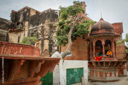  Bank Yamuna river. Kesi Gat Temple, Vrindavan. India