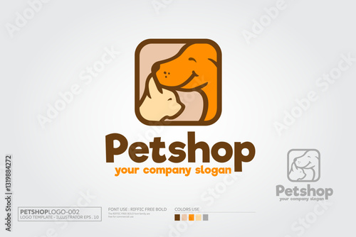 Petshop Vector Logo Illustration. Unique cartoon design for blog, pet hotel, pet shop, veterinary clinic or other animals related website or product.