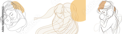 A modern, minimalist illustration showcases a continuous line art drawing of people embracing. One person gives the shoulder to another, symbolizing support and backing, rendered in black linear