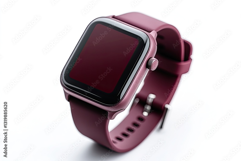 Maroon smartwatch isolated on white background Maroon smartwatch isolated on white background