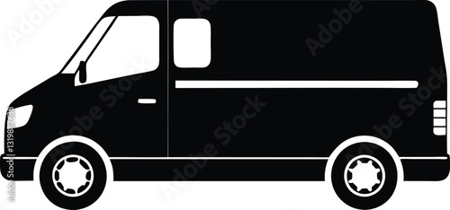 Silhouette of a delivery van,  silhouette delivery van icon 
