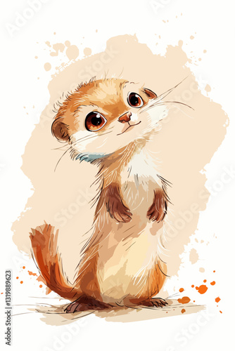 Cartoon meerkat standing on its hind legs