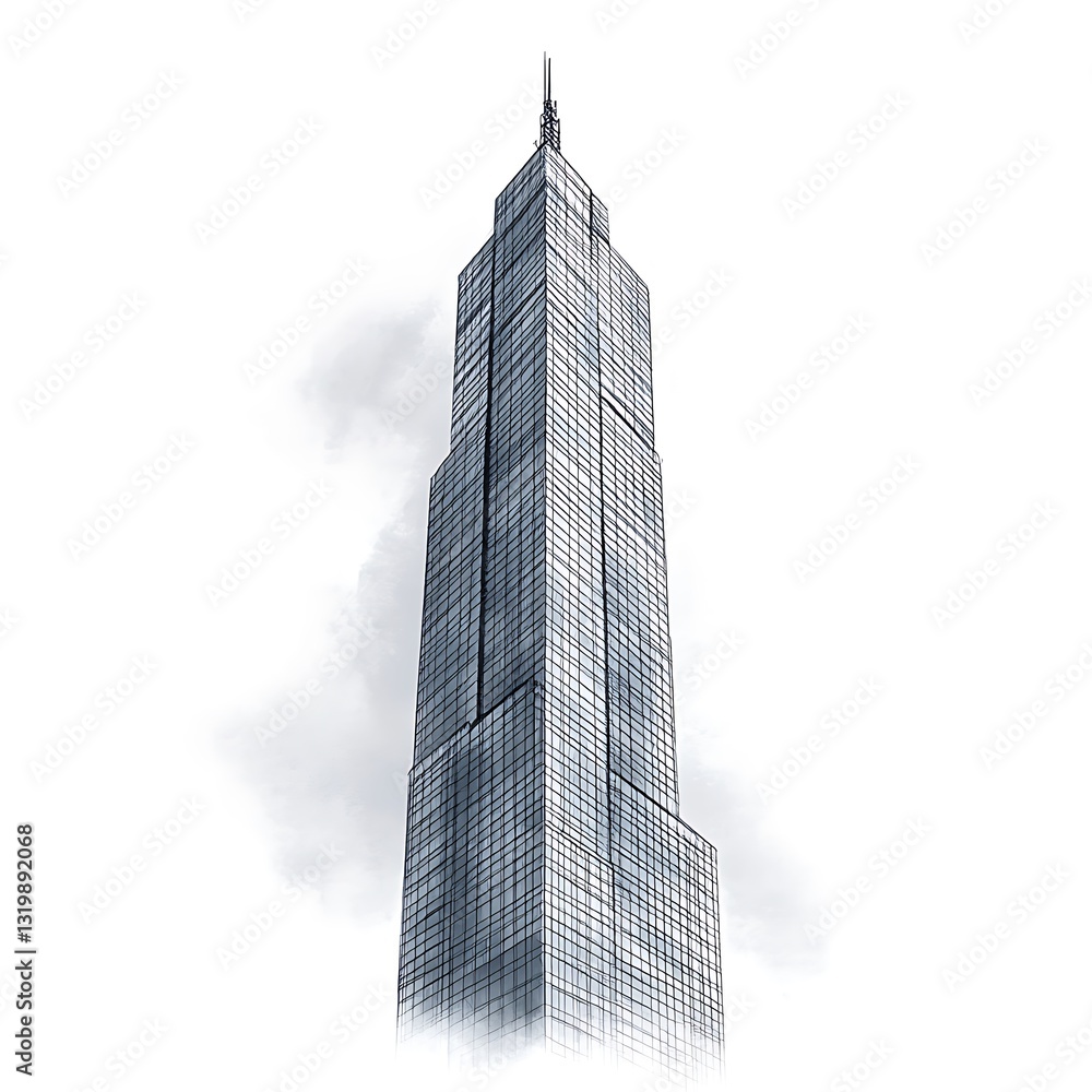 Fototapeta premium Realistic modern architectural skyscraper sketch high resolution hd image