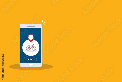 Bicycle rent or sharing bike application on a mobile phone.	