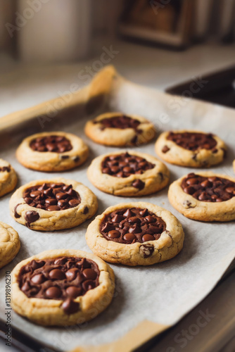 Wallpaper Mural Freshly baked chocolate cookies is cooling on a parchment-lined baking sheet, just pulled out of the oven Torontodigital.ca