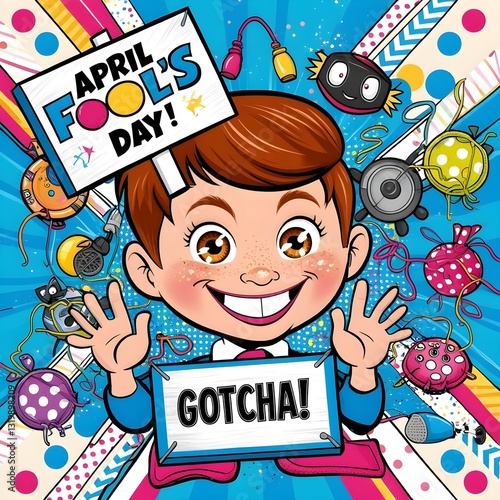 Colorful flat april fools' day illustration