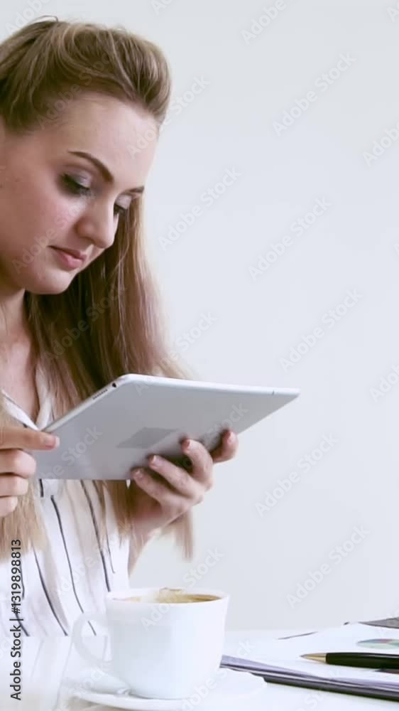 Blonde business woman working at modern office. Business concept. Blonde business woman working at modern office. Business concept.