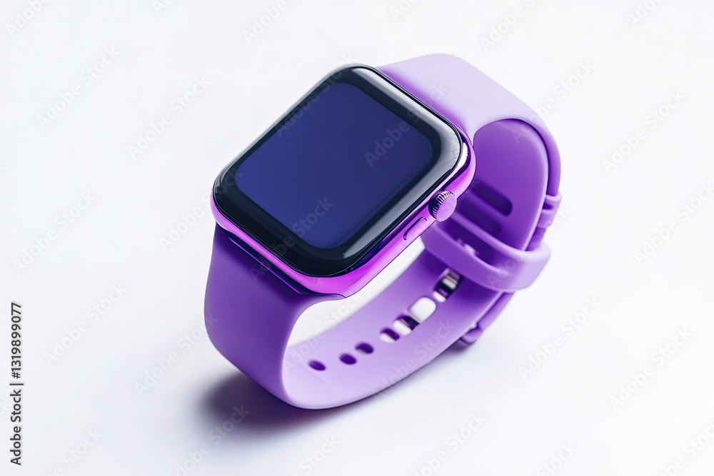 Purple smartwatch isolated on white background Purple smartwatch isolated on white background
