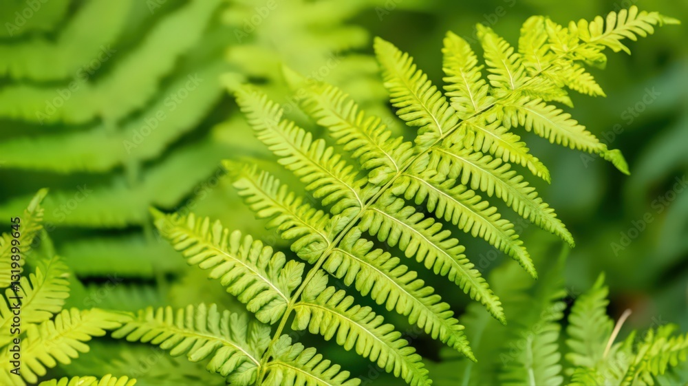 Close-Up of Vibrant Green Ferns Lush Foliage Detailed Texture Close-Up of Vibrant Green Ferns Lush Foliage Detailed Texture
