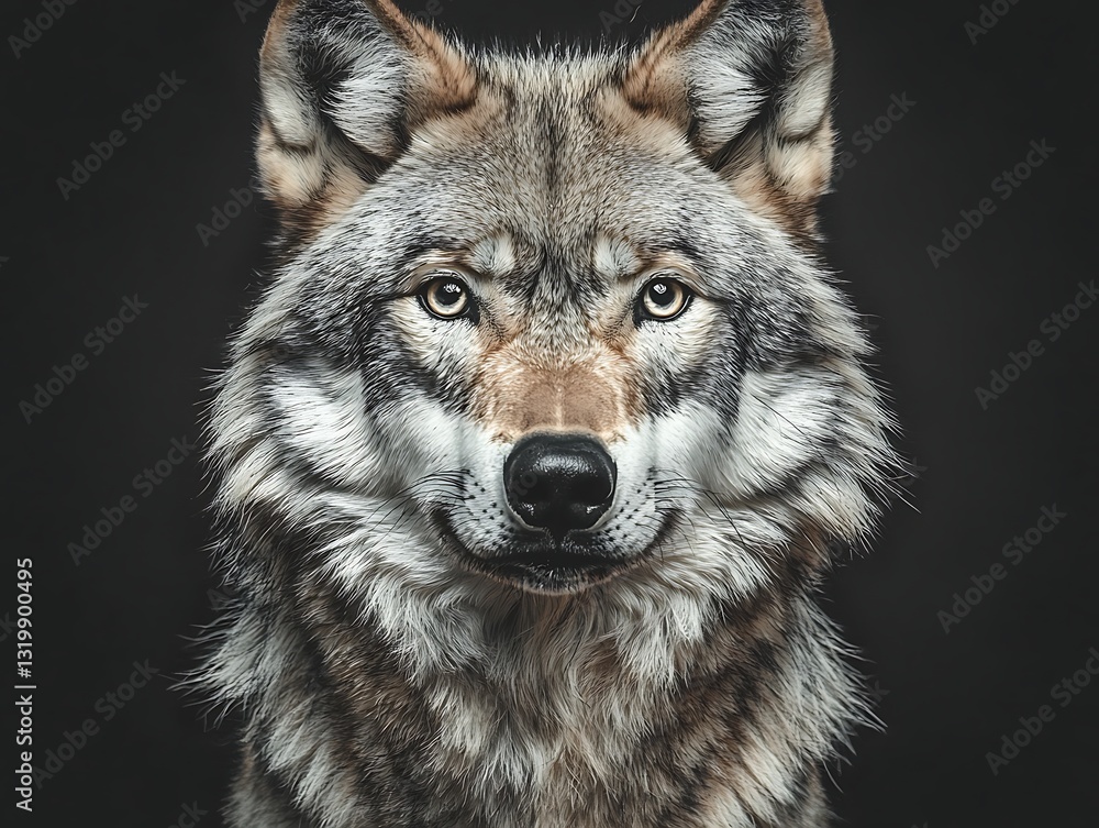 Obraz premium Majestic Wolf Portrait for Dark Background.