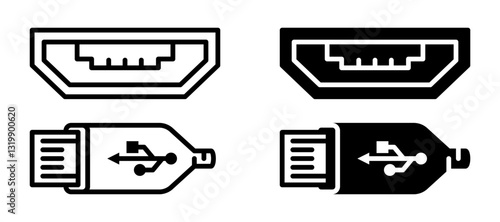 usb icon set flat vecktor trendy popular simple