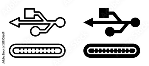 usb icon set flat vecktor trendy popular simple