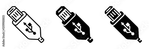 usb icon set flat vecktor trendy popular simple