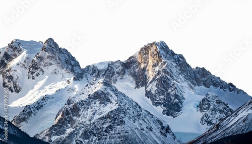 seamless photo rocky mountains with snow covered isolated on white background